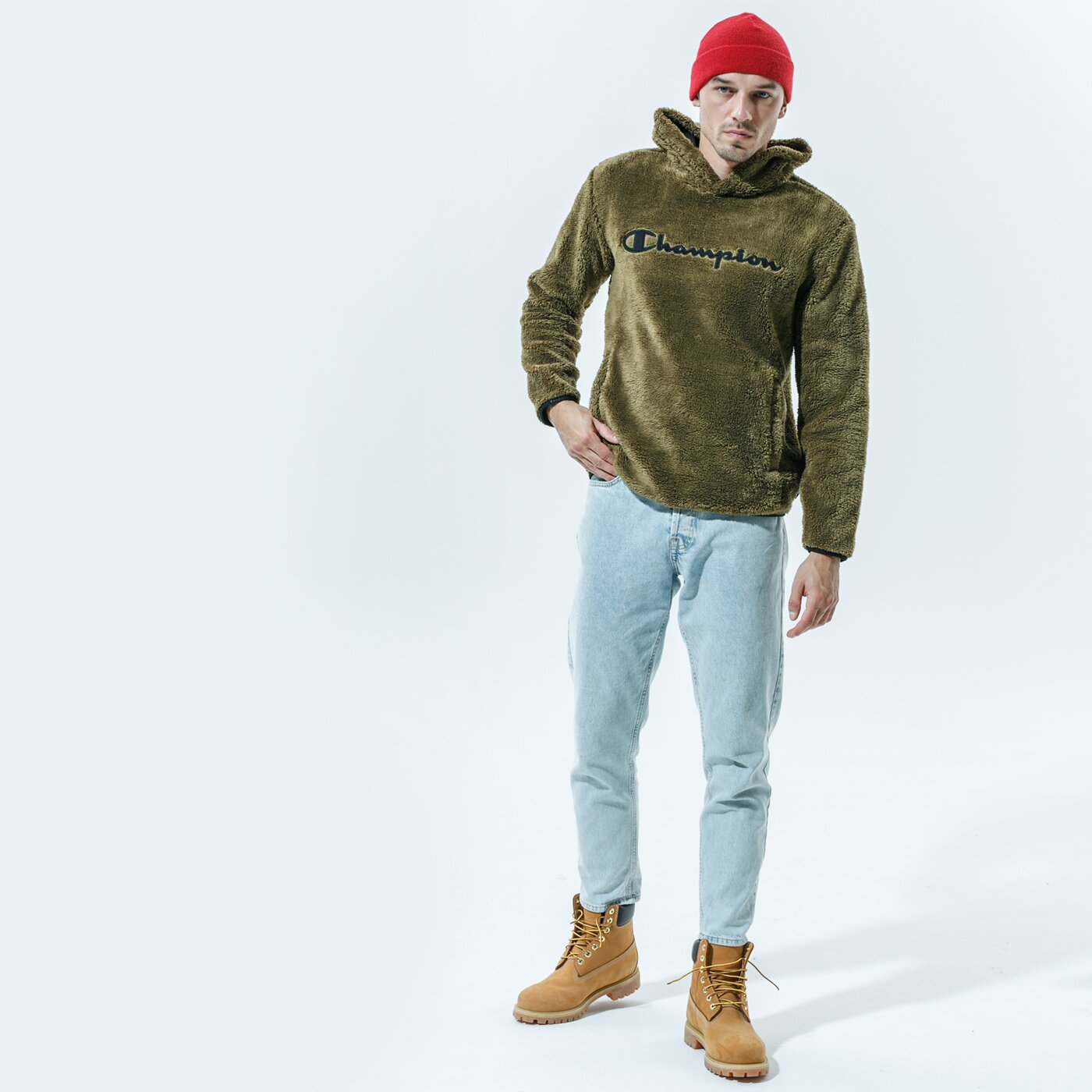 Мъжки суичър CHAMPION СУИТЧЪР С КАЧУЛКА HOODED ТОП 214973ms549 цвят каки