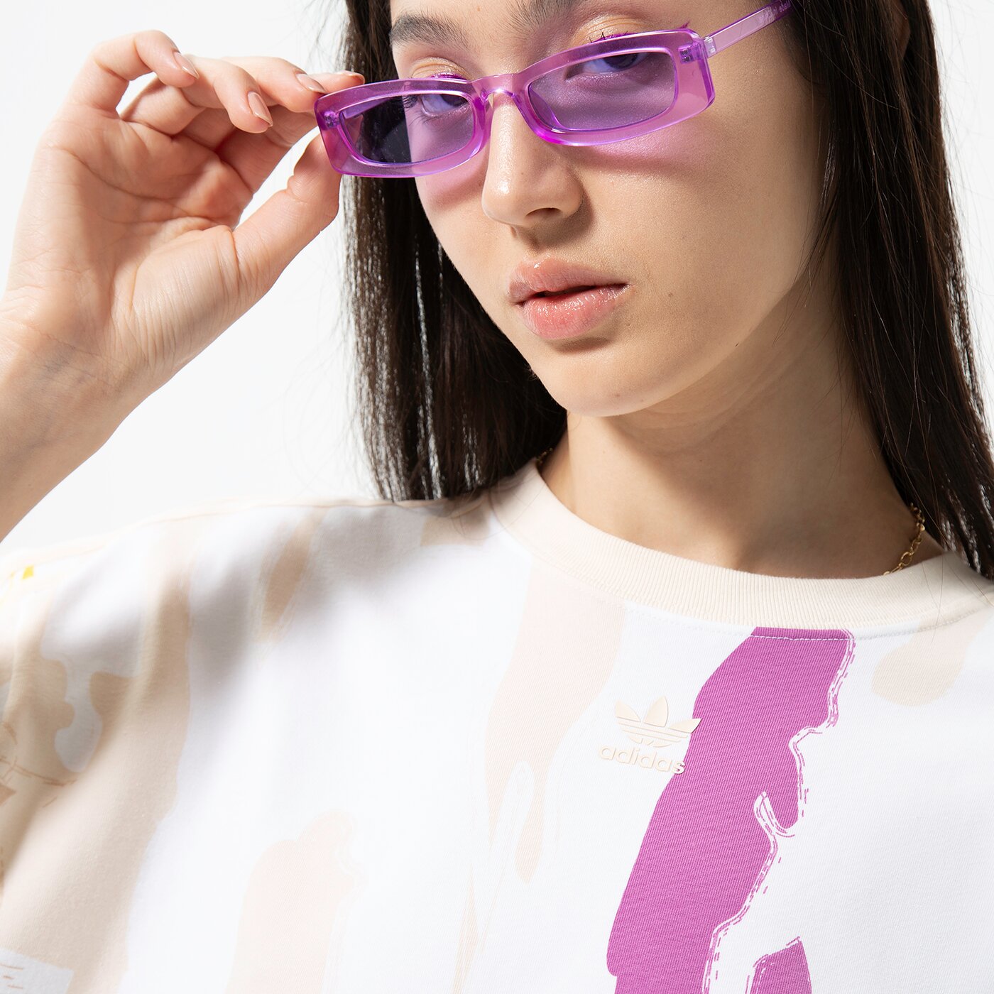 Дамска тениска ADIDAS ТЕНИСКА TSHIRT CROP AOP hm2621 цвят многоцветен