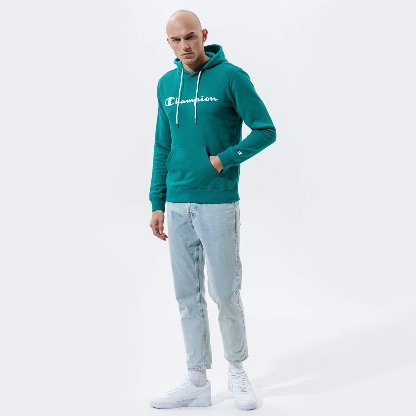 Мъжки суичър CHAMPION СУИТЧЪР С КАЧУЛКА HOODED SWEATSHIRT 214138gs040 цвят зелен
