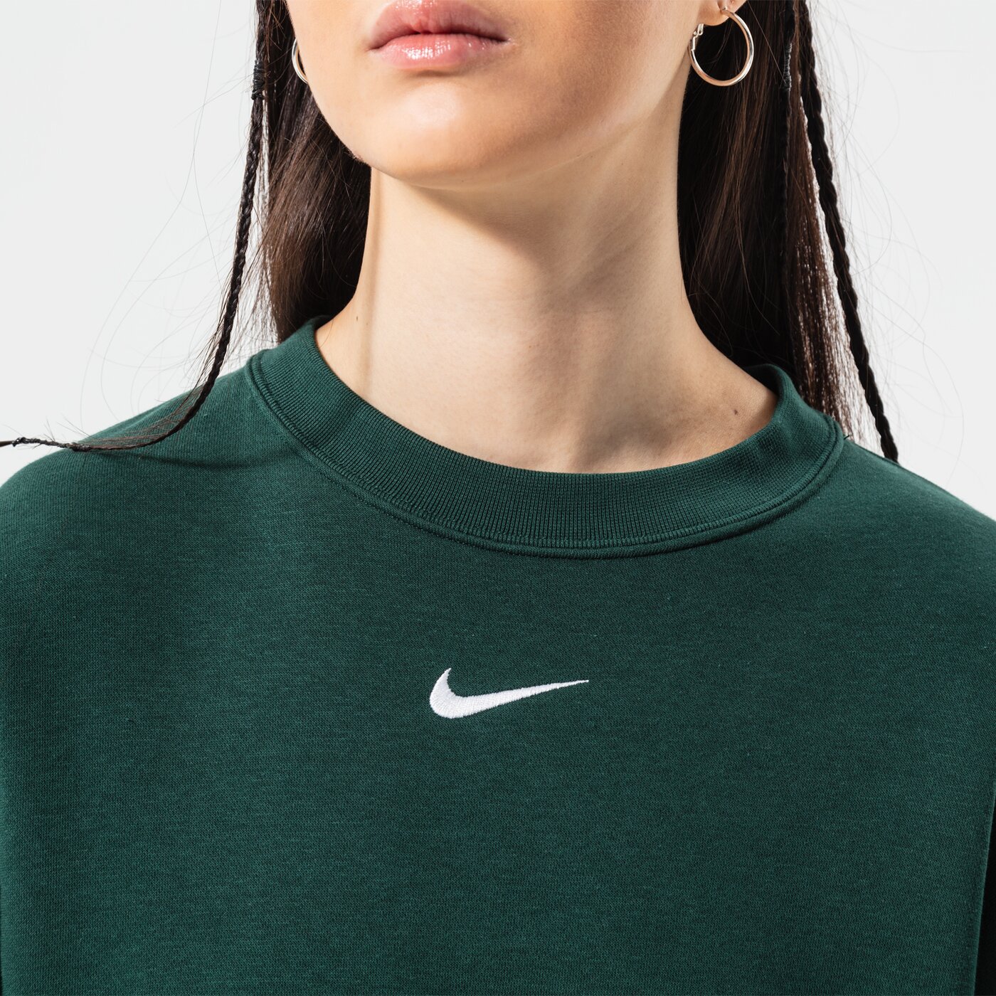 Дамски суичър NIKE СУИТЧЪР W NSW ESSNTL CLCTN FLC OS CRW dj7665-397 цвят зелен