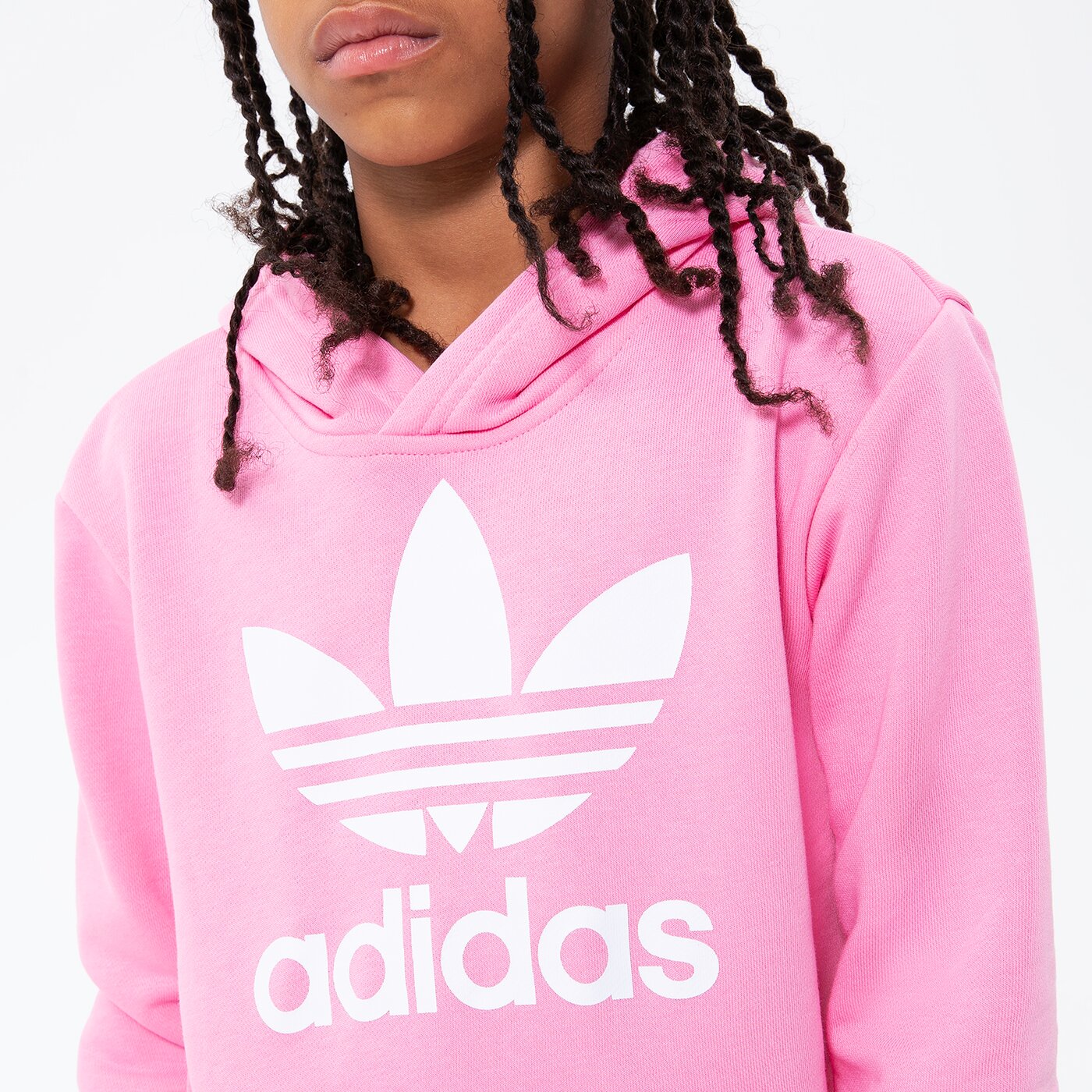 Детски суичър ADIDAS СУИТЧЪР С КАЧУЛКА TREFOIL HOODIE GIRL hk0271 цвят розов