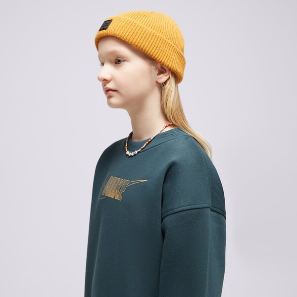 Детски суичър NIKE СУИТЧЪР G NSW CLUB FLC BF CREW LS SHNE GIRL fj6161-328 цвят зелен