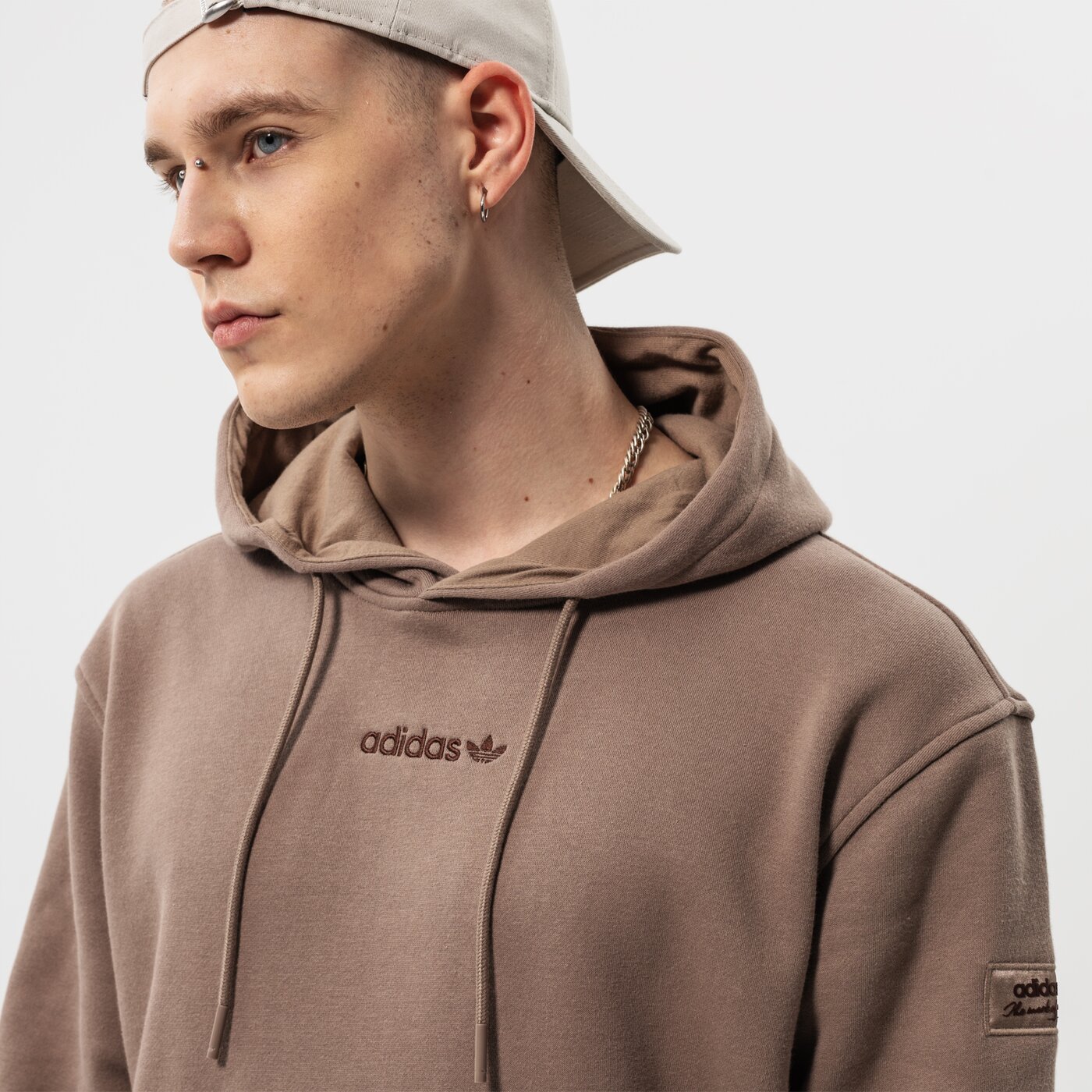 Мъжки суичър ADIDAS СУИТЧЪР С КАЧУЛКА TREFOIL LINEAR LABEL HOODIE hm2652 цвят кафяв