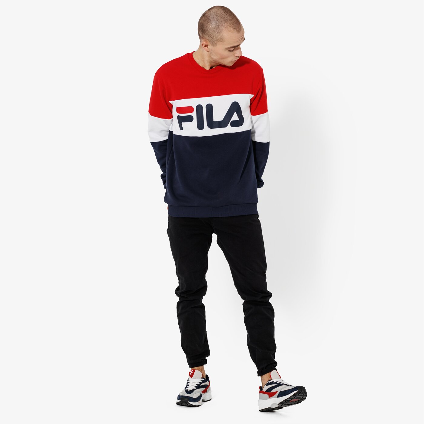 Мъжки суичър FILA СУИТЧЪР STRAIGHT BLOCKED CREW SWEAT 681255g06 цвят тъмносин
