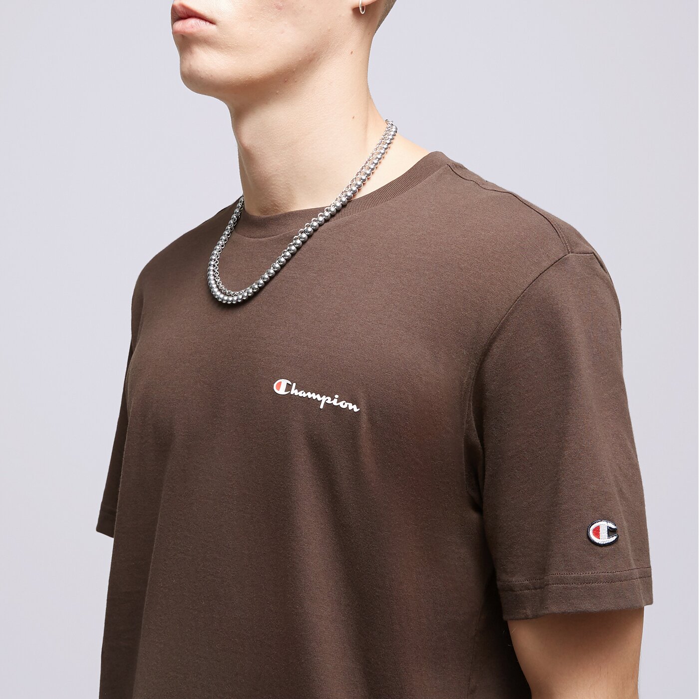 Мъжка тениска CHAMPION ТЕНИСКА CREWNECK 219214ms548 цвят кафяв