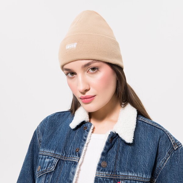 Дамска зимна шапка LEVI'S ШАПКА SLOUCHY BEANIE - TONAL BATWING d5459-0009 цвят бежов