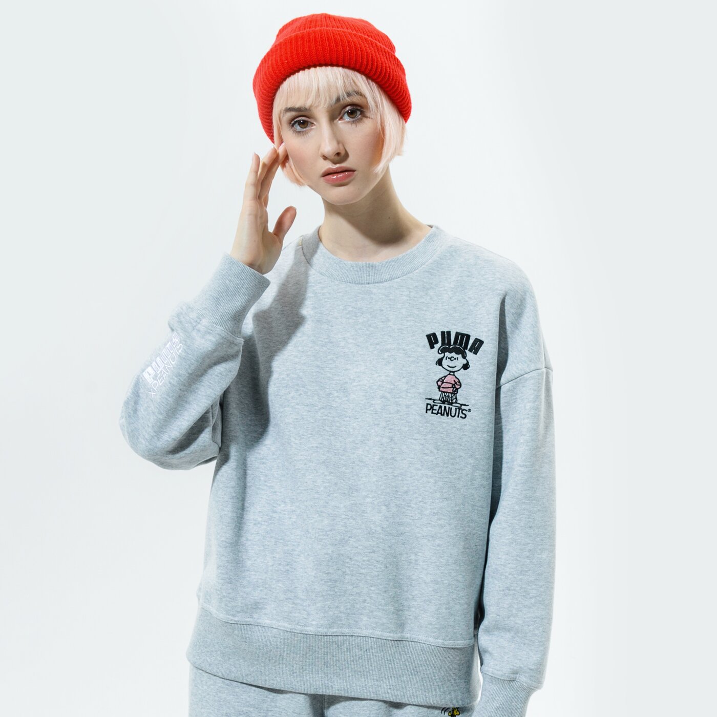 Дамски суичър PUMA СУИТЧЪР PUMA X PEANUTS W CREW 53115904 цвят сив