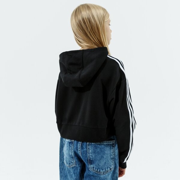 Детски суичър ADIDAS СУИТЧЪР С КАЧУЛКА CROPPED HOODIE GIRL h32337 цвят черен