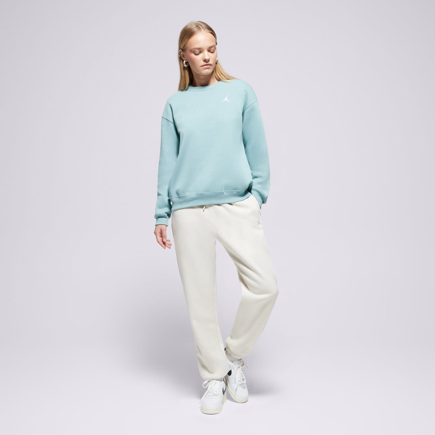 Дамски суичър JORDAN СУИТЧЪР W J BRK FLC CREW 24 fv7074-018 цвят тюркоазен