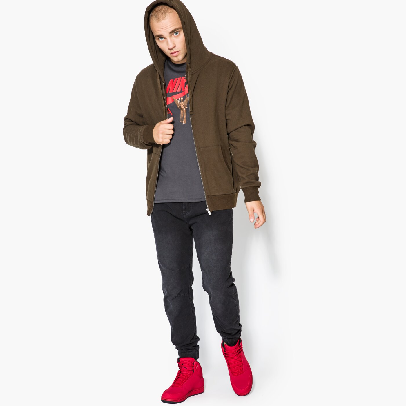 Мъжки суичър CONFRONT СУИТЧЪР ISAAC cf37blm23003 цвят каки