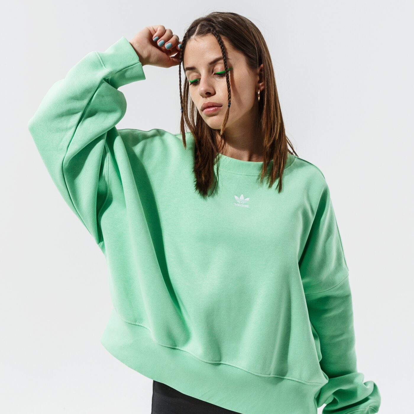 Дамски суичър ADIDAS СУИТЧЪР SWEATSHIRT h06656 цвят зелен