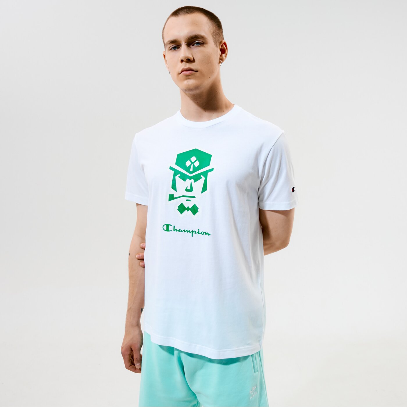 Мъжка тениска CHAMPION ТЕНИСКА CREWNECK ТЕНИСКА 215003ww001 цвят бял