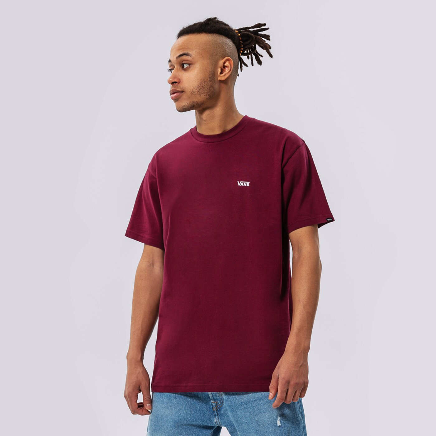 Мъжка тениска VANS ТЕНИСКА MN LEFT CHEST LOGO TEE BURGUNDY vn0a3czebrg1 цвят бордо