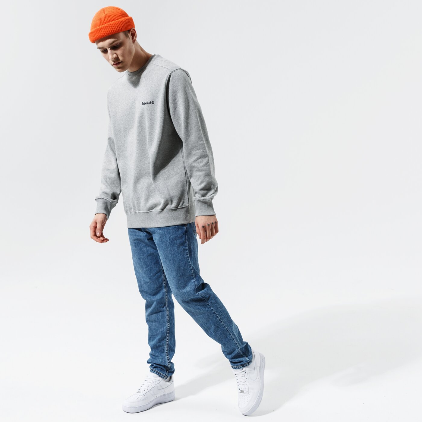 Мъжки суичър TIMBERLAND СУИТЧЪР CHEST LOGO CREW MEDIUM GREY HEATHER tb0a5pdv0521 цвят сив