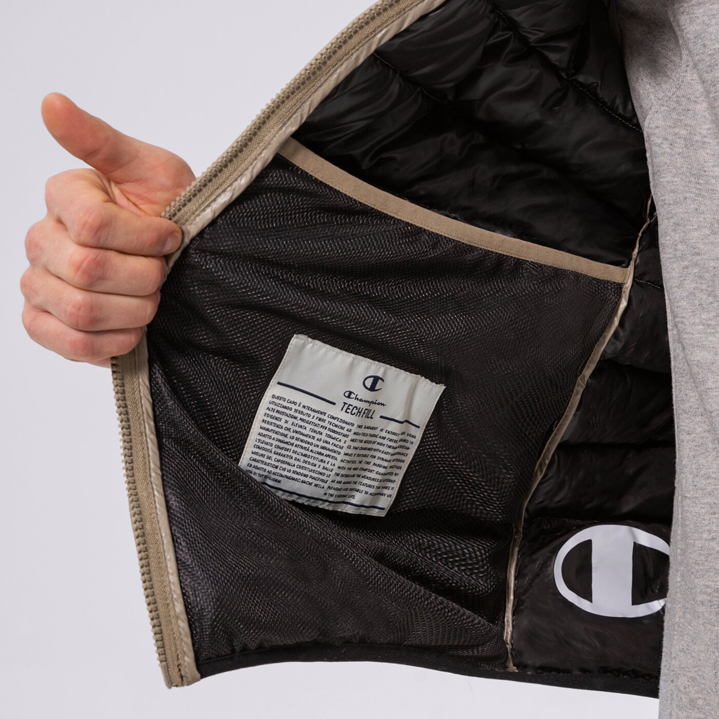 Мъжко зимно яке CHAMPION ЯКЕ ЗИМНО HOODED JACKET 216647gs044 цвят каки