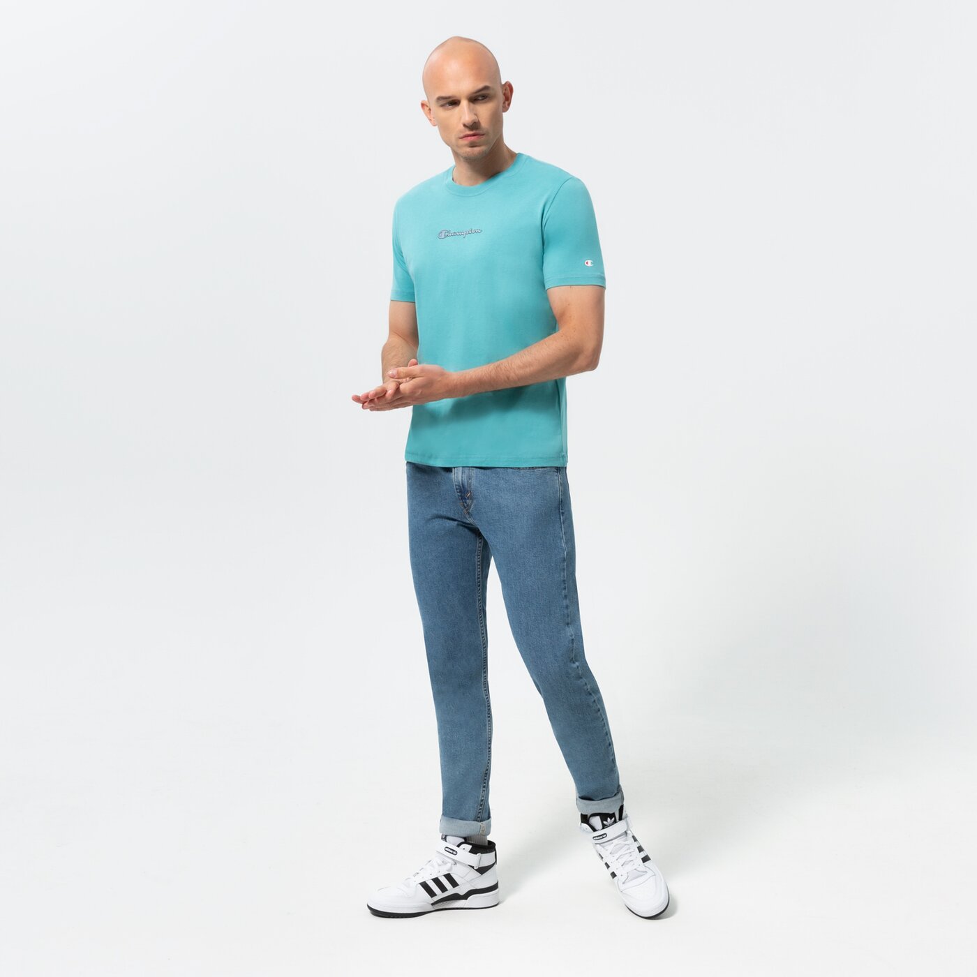 Мъжка тениска CHAMPION ТЕНИСКА CREWNECK ТЕНИСКА 217219bs148 цвят зелен