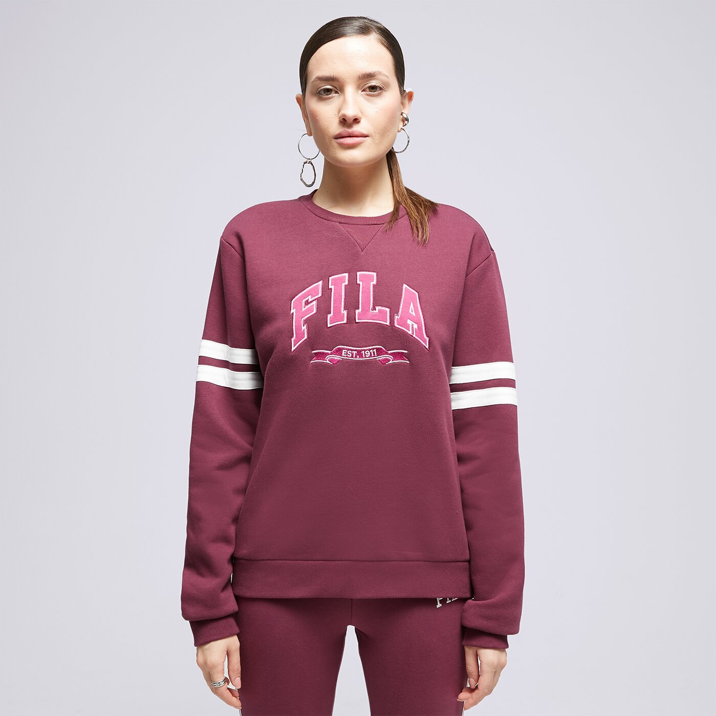 Дамски суичър FILA СУИТЧЪР VARSITY CREW BURG/PK cielgrape цвят бордо