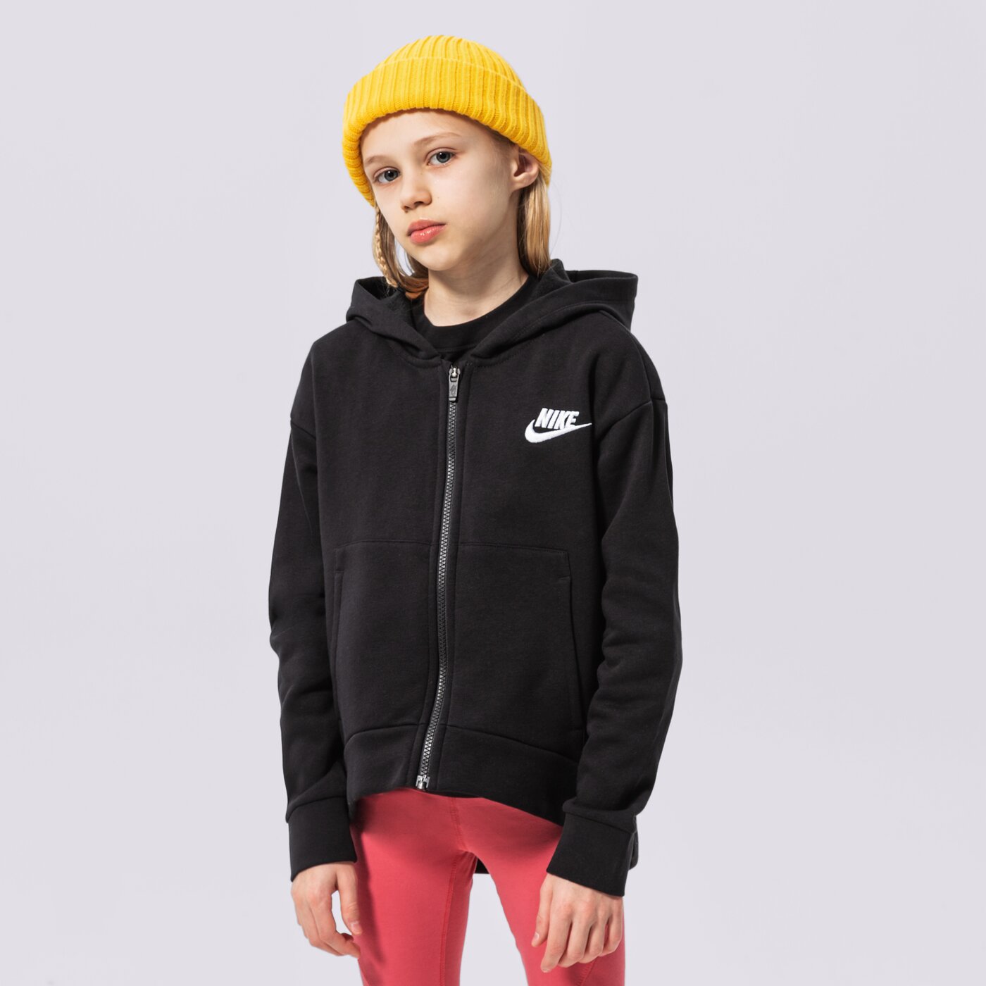 Детски суичър NIKE СУИТЧЪР СЪС ЗАКОПЧАВАНЕ   С КАЧУЛКА NIKE CLB FLC GIRL dc7118-010 цвят черен