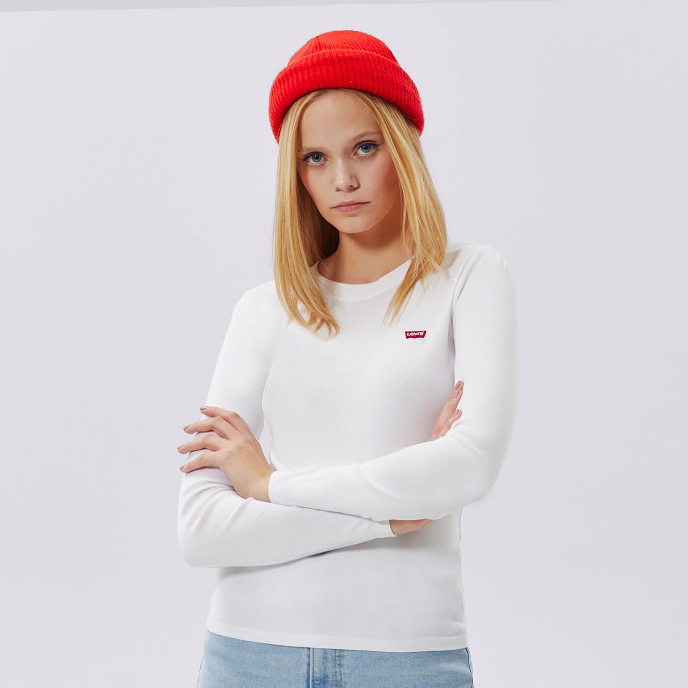 Дамска тениска LEVI'S ТЕНИСКА LS BABY TEE 69555-0000 цвят бял