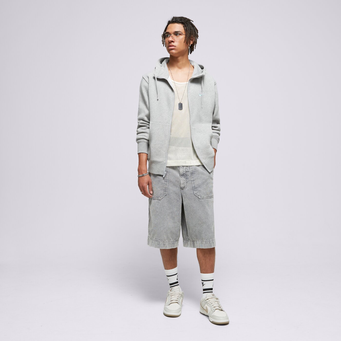 Мъжки суичър NIKE СУИТЧЪР С КАЧУЛКА M NSW CLUB DT HOODIE FZ BB ESSENTIALS dq8384-065 цвят сив