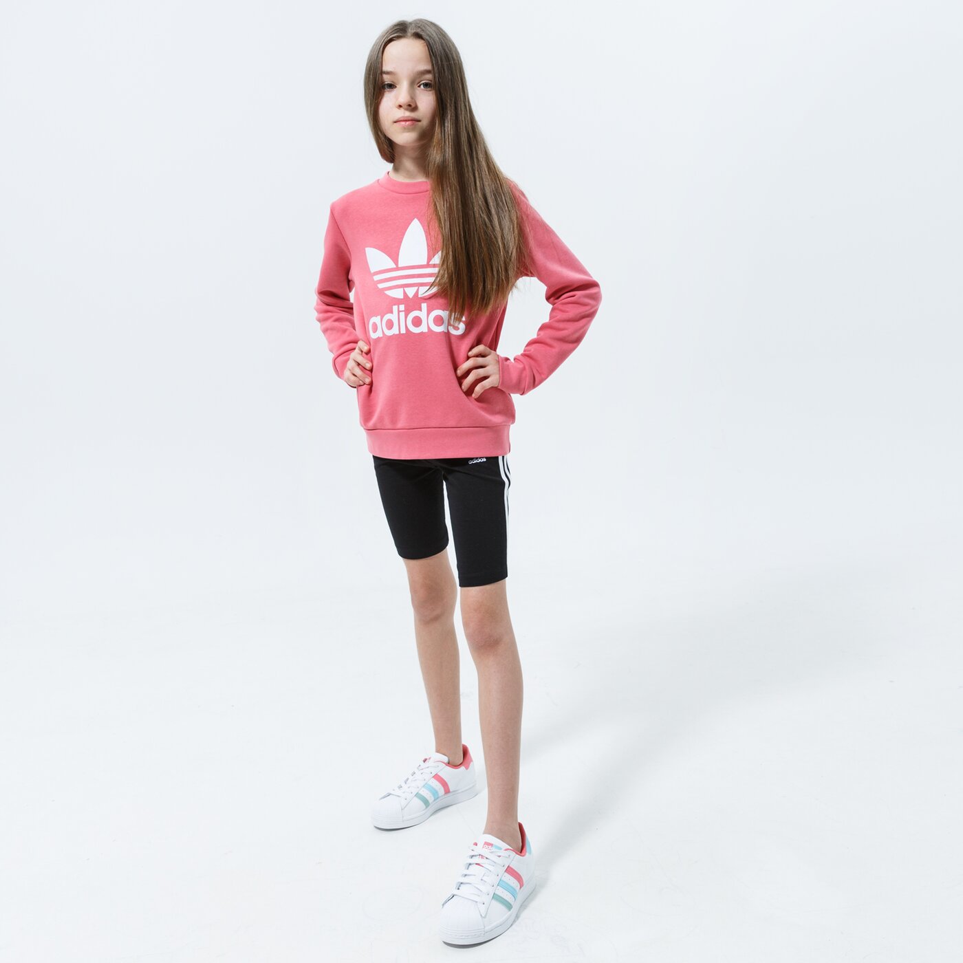 Детски суичър ADIDAS СУИТЧЪР TREFOIL CREW WW gn8253 цвят розов