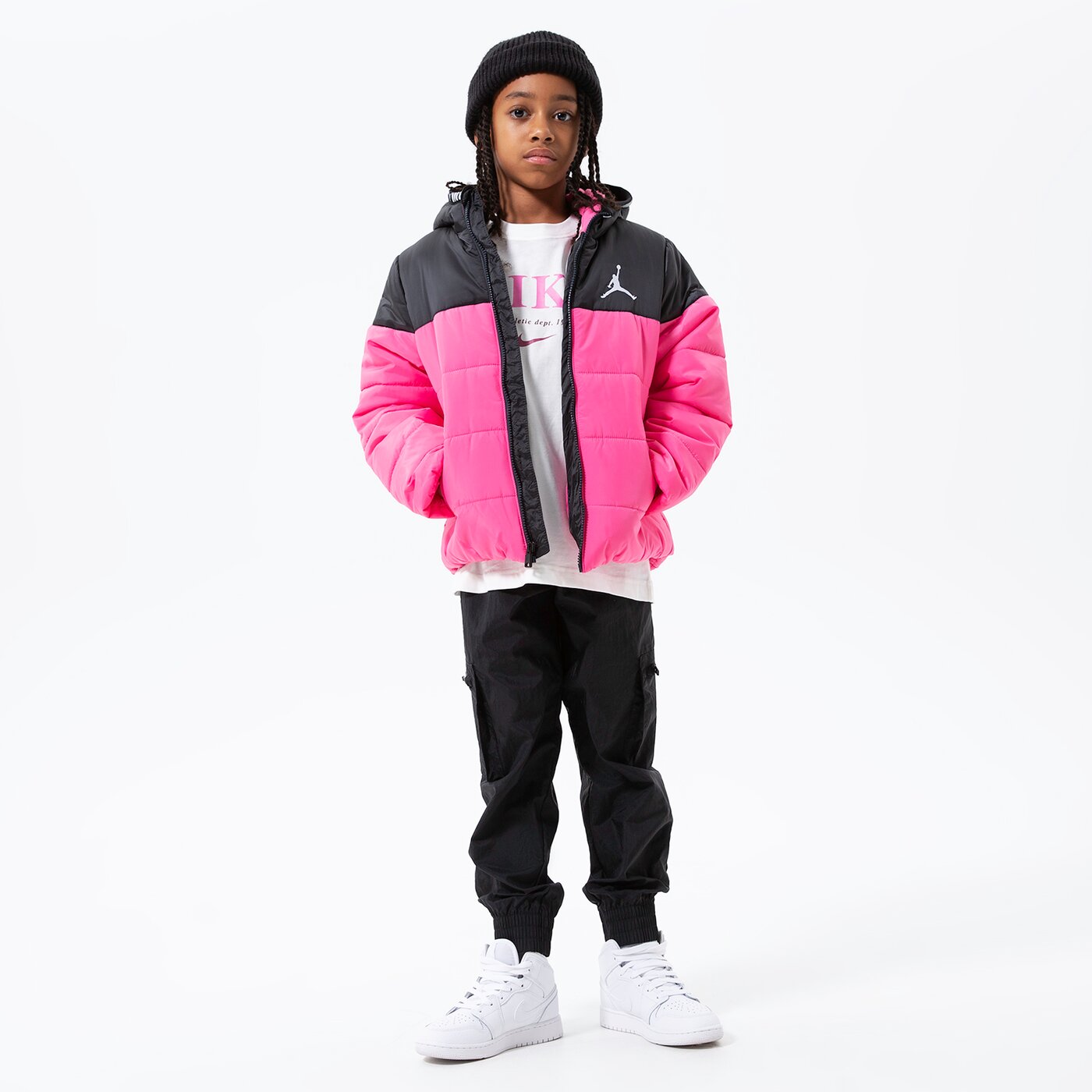 Детска преходно яке JORDAN ЯКЕ ЗИМНО BASIC POLY PUFFER GIRL 45b657-aa7 цвят розов