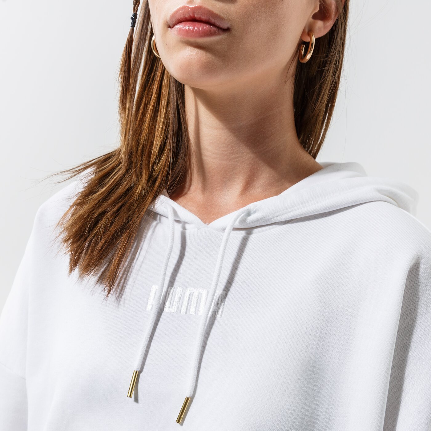Дамски суичър PUMA СУИТЧЪР С КАЧУЛКА HER HOODIE TR - PUMA WHITE 58951902 цвят бял
