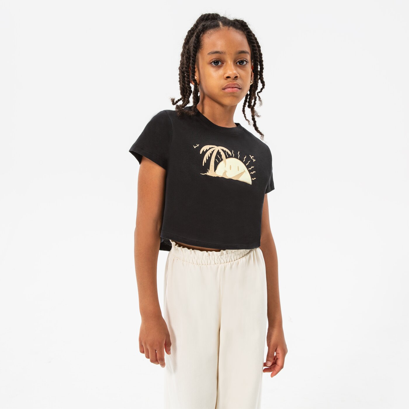 Детска тениска NIKE ТЕНИСКА G NSW TEE SUN SWOOSH CROP GIRL dq4376-010 цвят черен