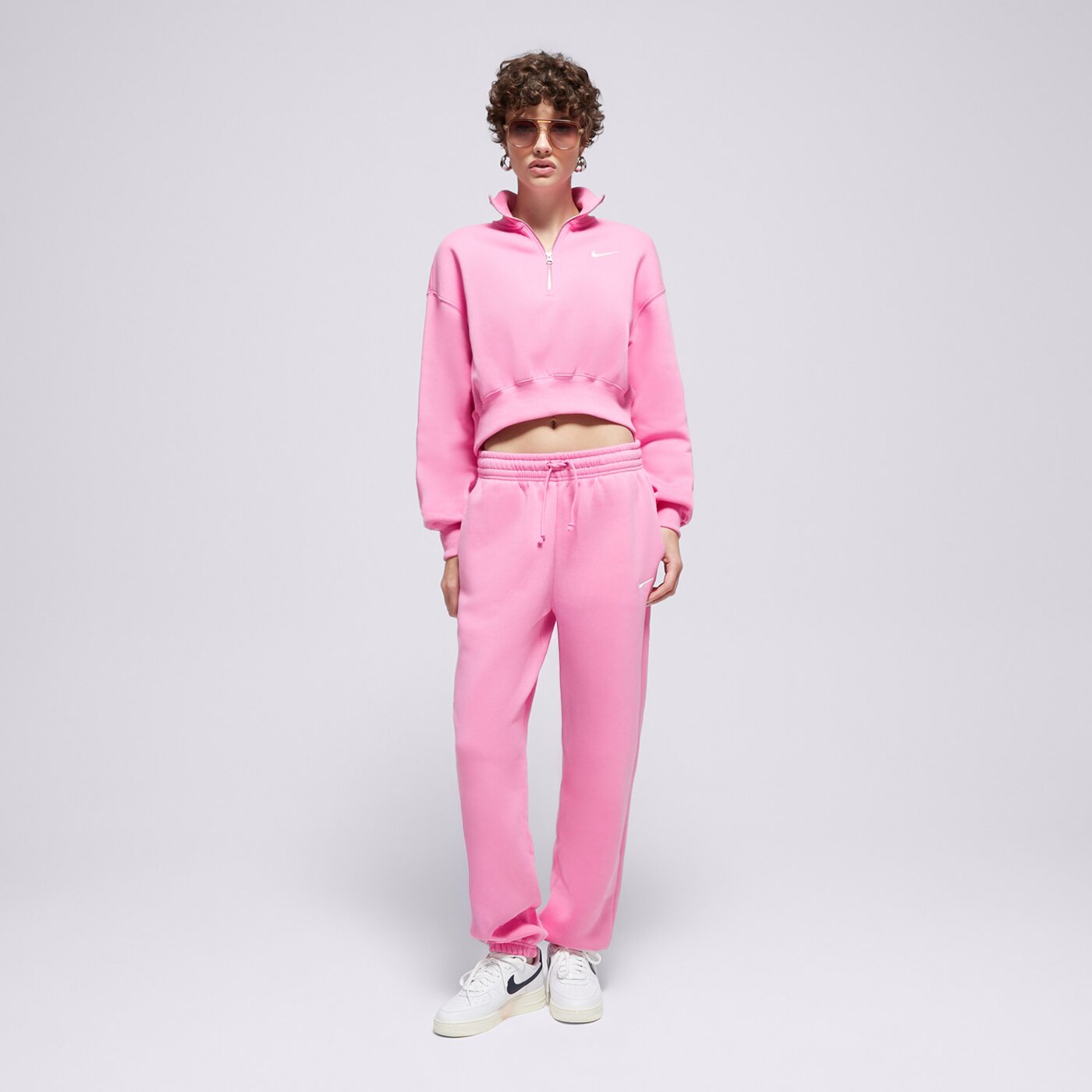 Дамски суичър NIKE СУИТЧЪР СЪС ЗАКОПЧАВАНЕ   W NSW PHNX FLC QZ CROP dq5767-675 цвят розов