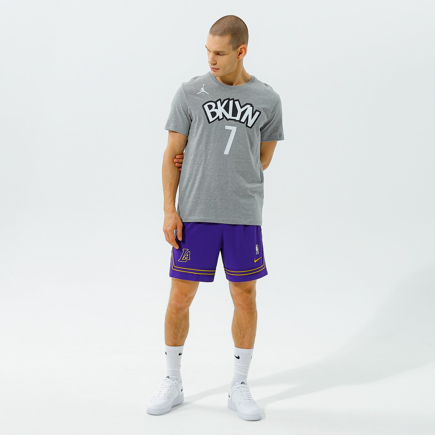 Мъжка тениска NIKE ТЕНИСКА NETS STATEMENT EDITION NBA cv9962-064 цвят сив