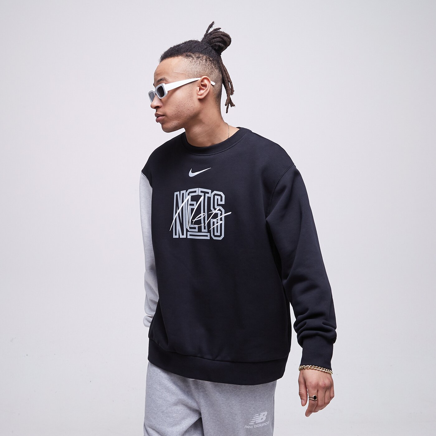 Мъжки суичър NIKE СУИТЧЪР BKN M NK FLC CREW CTS GX NBA dr9335-010 цвят черен