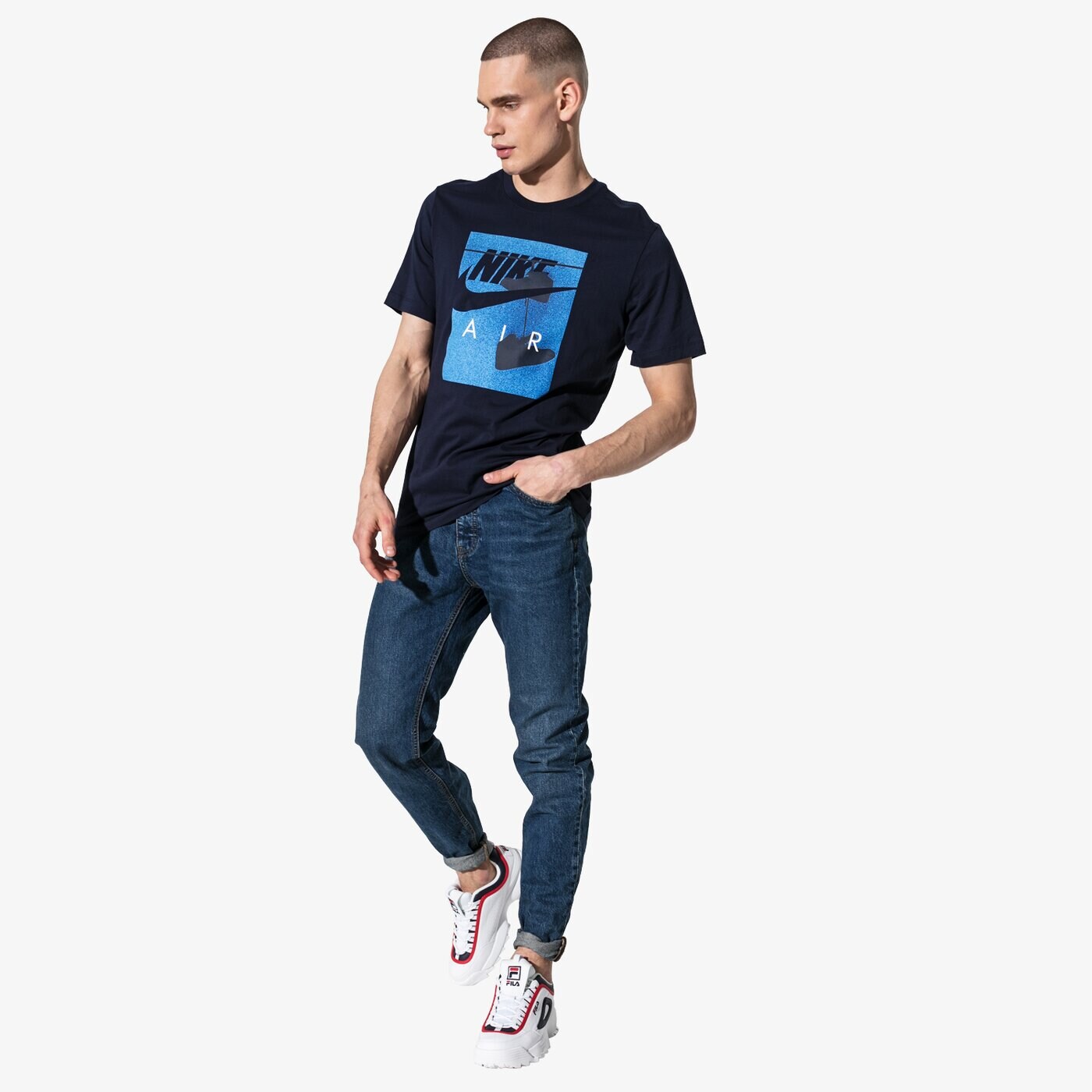 Мъжка тениска NIKE ТЕНИСКА SS M NSW TEE NIKEAIR FENCE PHOTO ATHLETIC DEPAR ar5031-451 цвят тъмносин