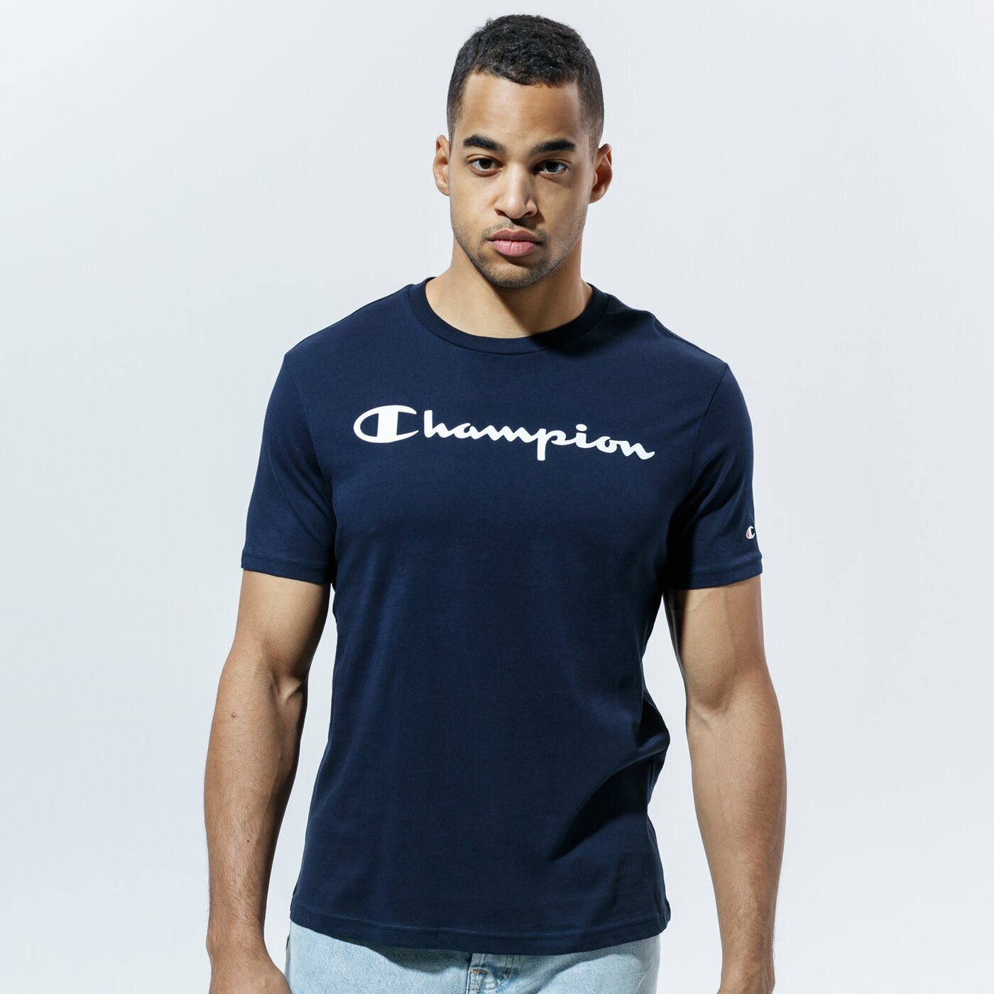 Мъжка тениска CHAMPION ТЕНИСКА CREWNECK ТЕНИСКА 214747bs501 цвят тъмносин