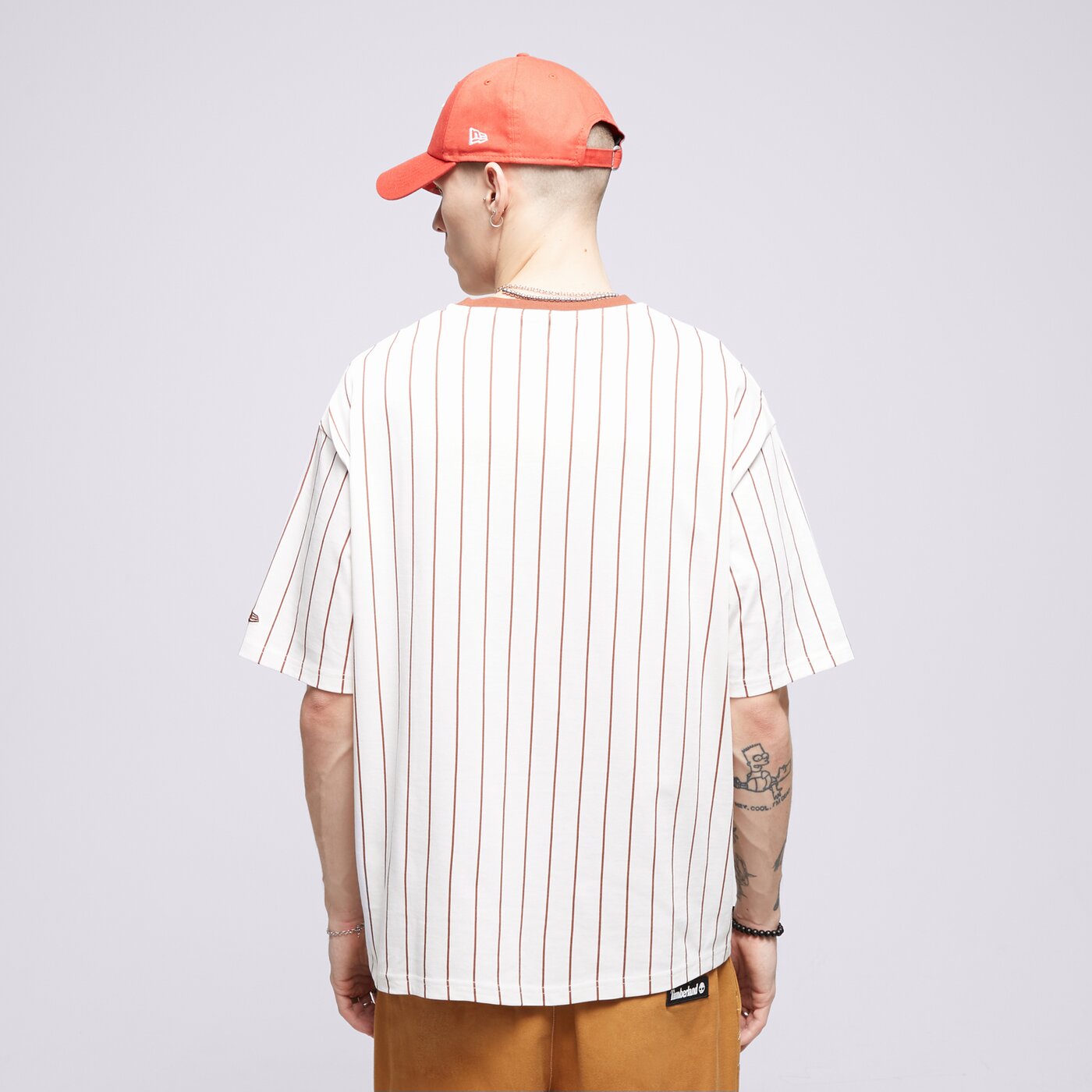 Мъжка тениска NEW ERA ТЕНИСКА NE PINSTRIPE OS 60424405 цвят бежов