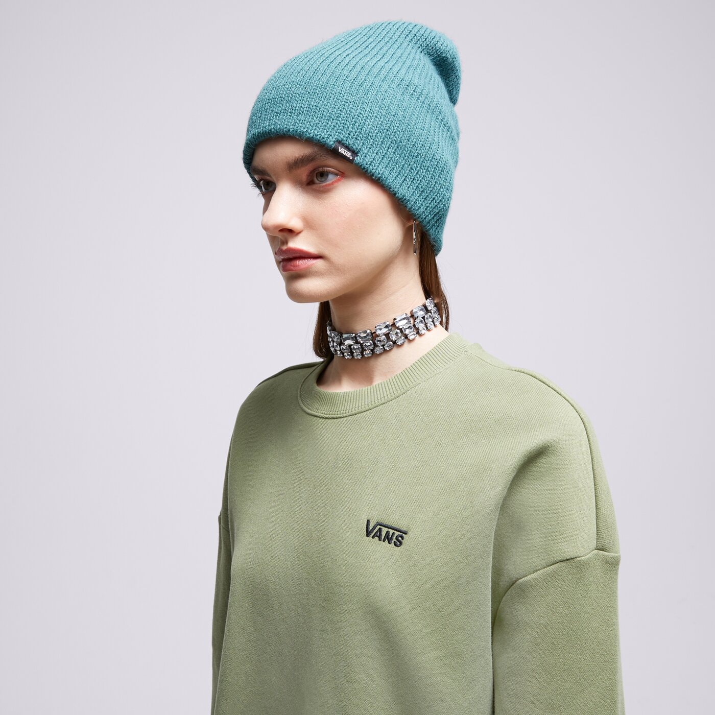 Дамски суичър VANS СУИТЧЪР COMFYCUSH ESSENTIAL CREW vn000a6czbf1 цвят зелен