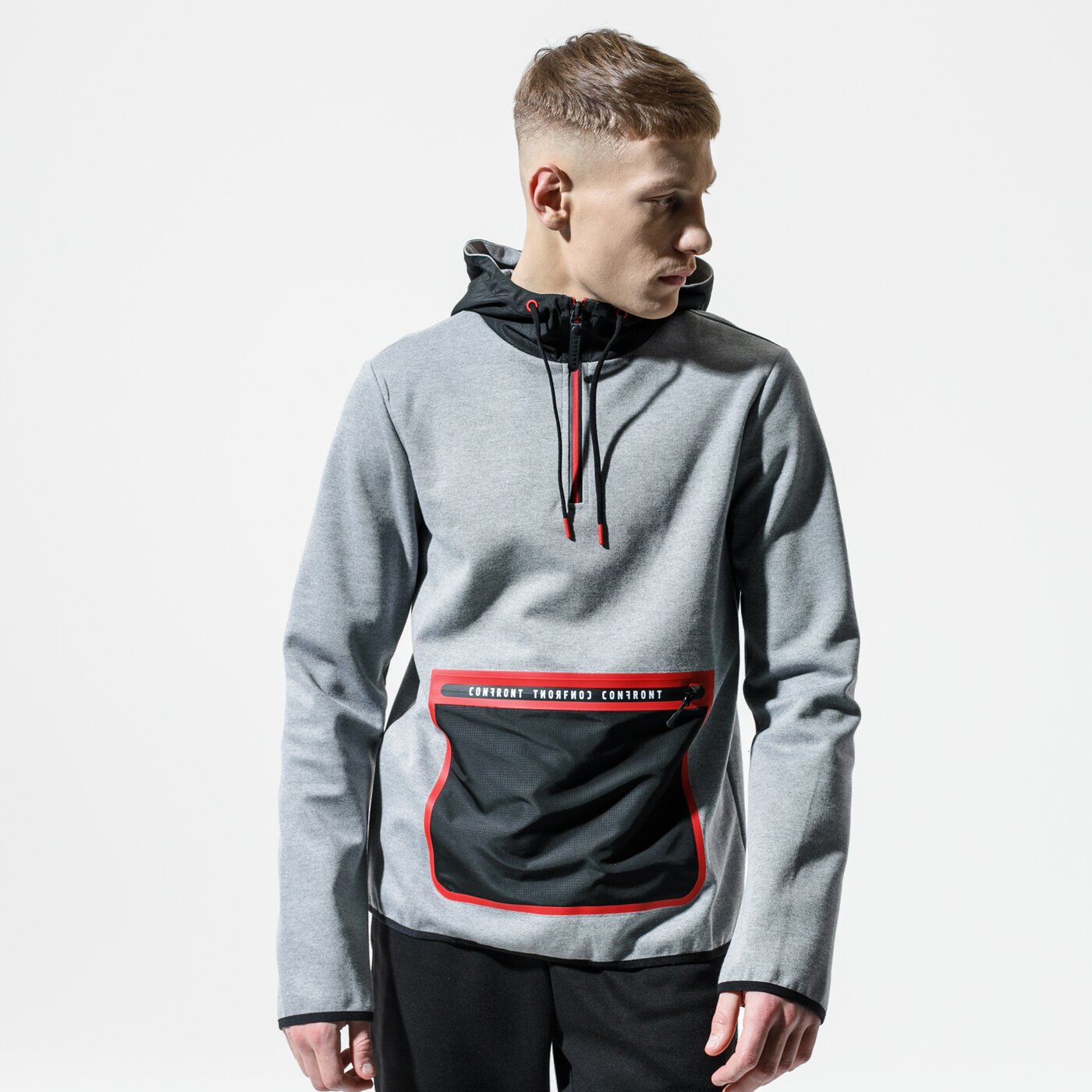 Мъжки суичър CONFRONT СУИТЧЪР С КАЧУЛКА ARYA cf120blm58001 цвят сив