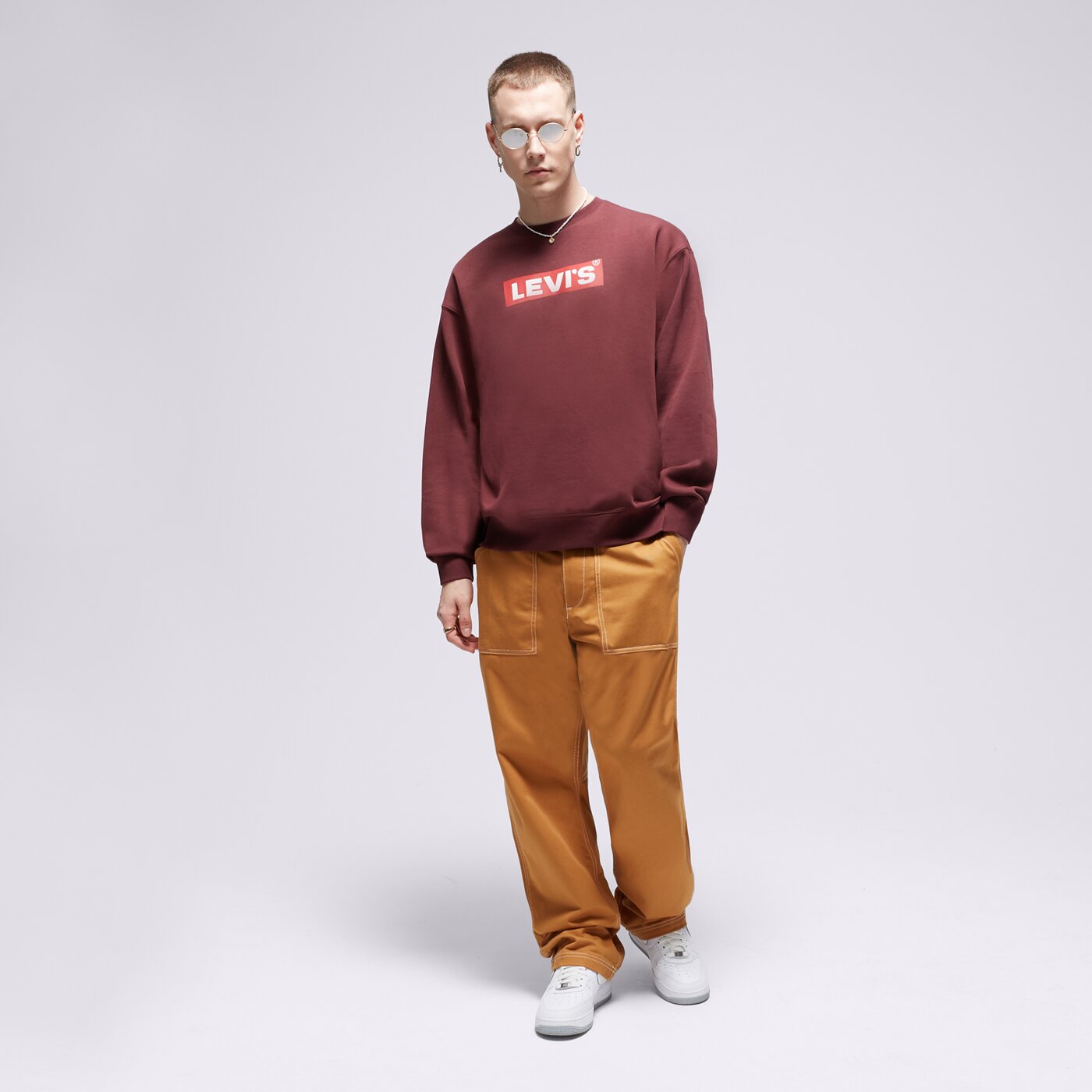 Мъжки суичър LEVI'S СУИТЧЪР RELAXD GRAPHIC CREW 38712-0209 цвят бордо