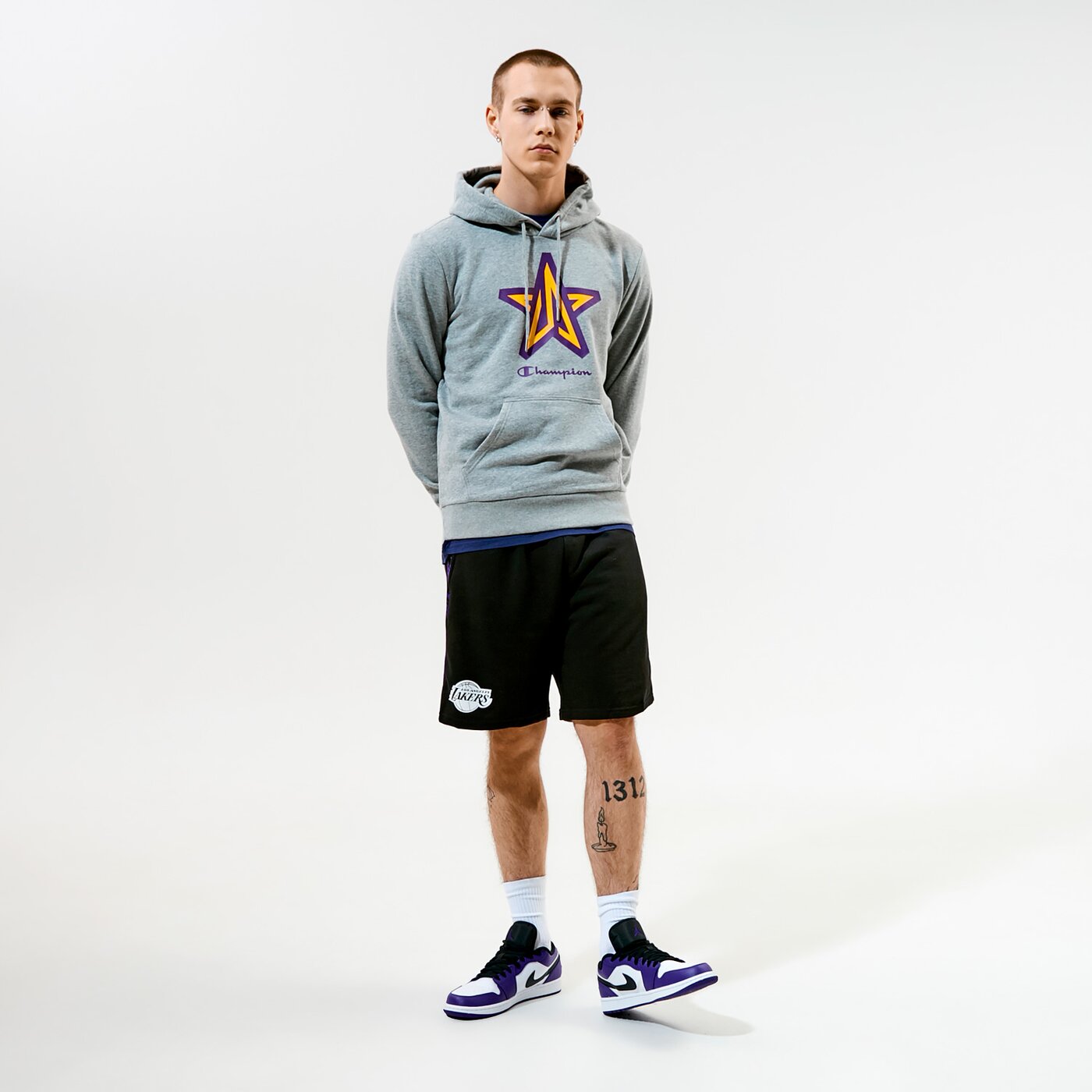 Мъжки суичър CHAMPION СУИТЧЪР С КАЧУЛКА HOODED SWEATSHIRT 214986em006 цвят сив