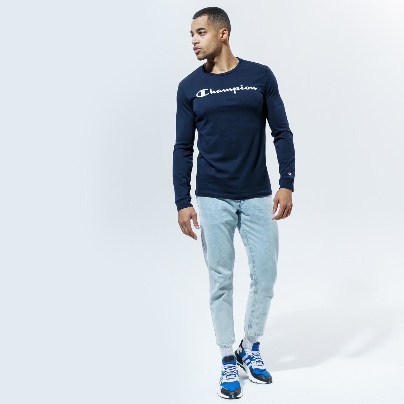 Мъжка тениска CHAMPION ТЕНИСКА CREWNECK LONG SLEEVE ТЕНИСКА 214748bs501 цвят тъмносин