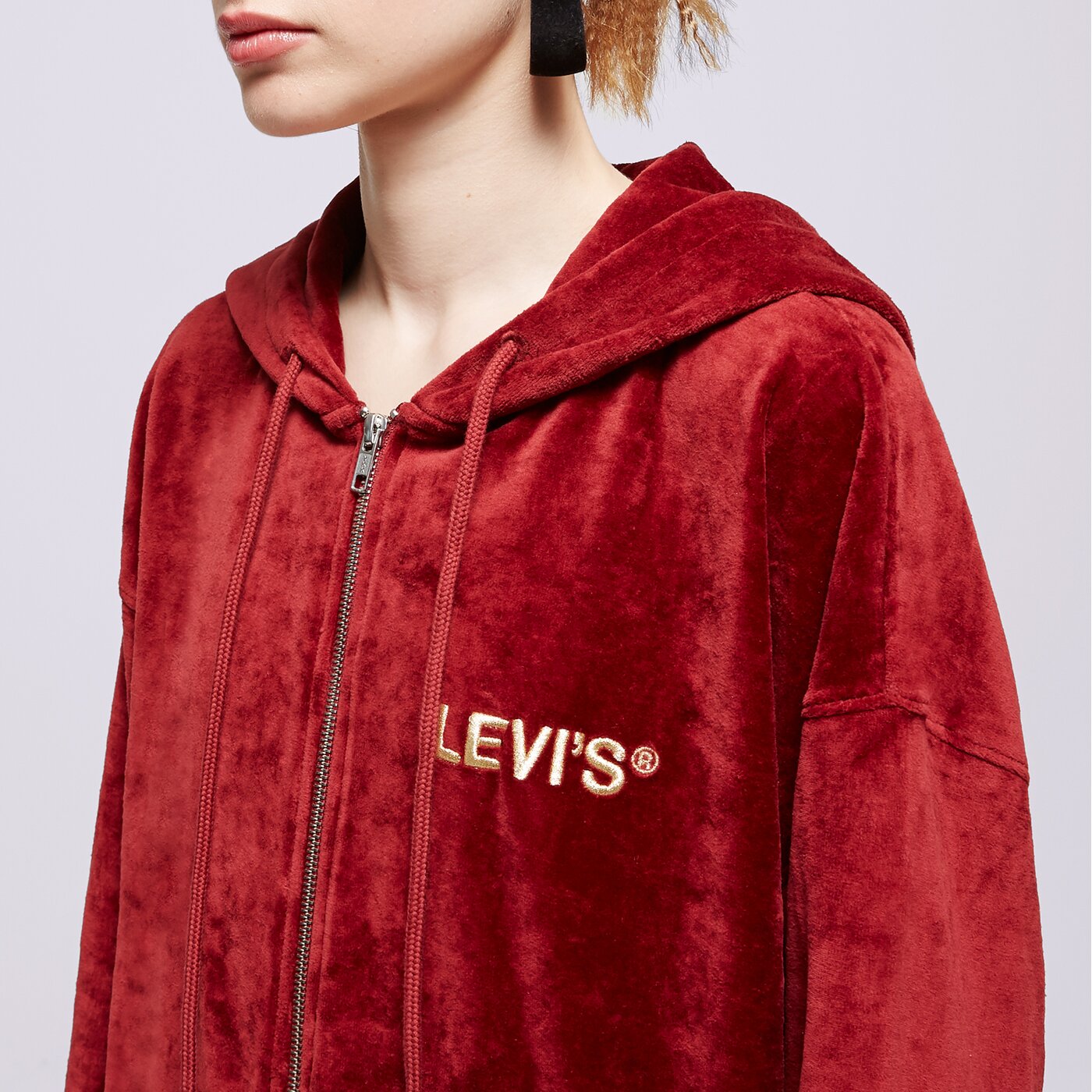 Дамски суичър LEVI'S СУИТЧЪР С КАЧУЛКА GRAPHIC LIAM HOODIE REDS a50050006 цвят бордо