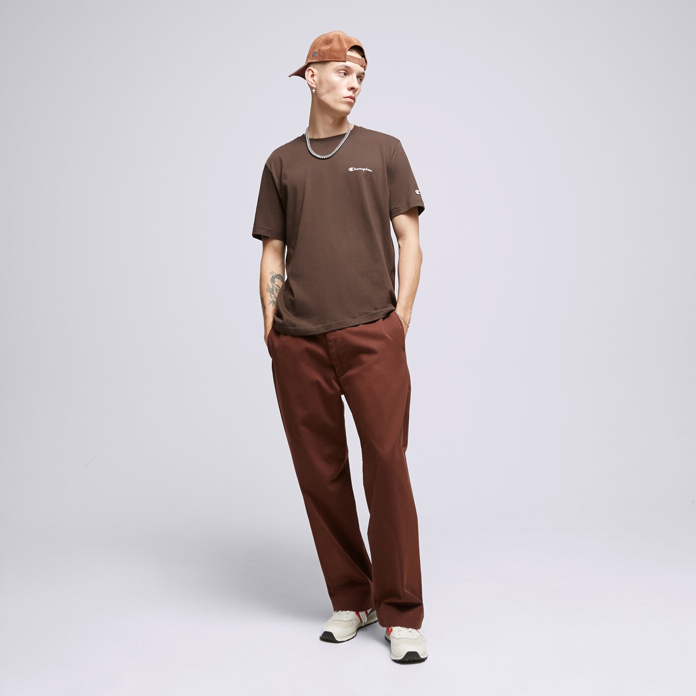 Мъжка тениска CHAMPION ТЕНИСКА CREWNECK 219214ms548 цвят кафяв