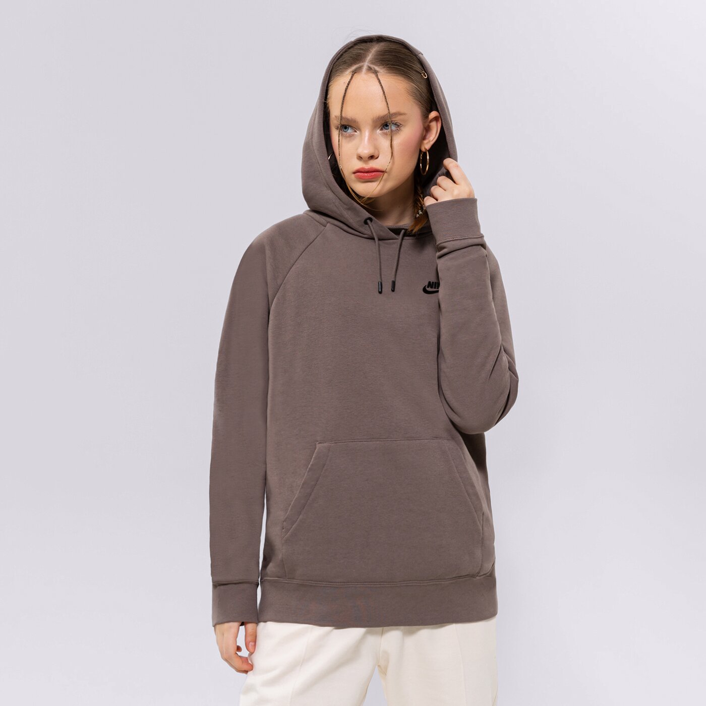 Дамски суичър NIKE СУИТЧЪР С КАЧУЛКА W NSW ESSNTL FLC PO HOODIE dx2316-040 цвят кафяв