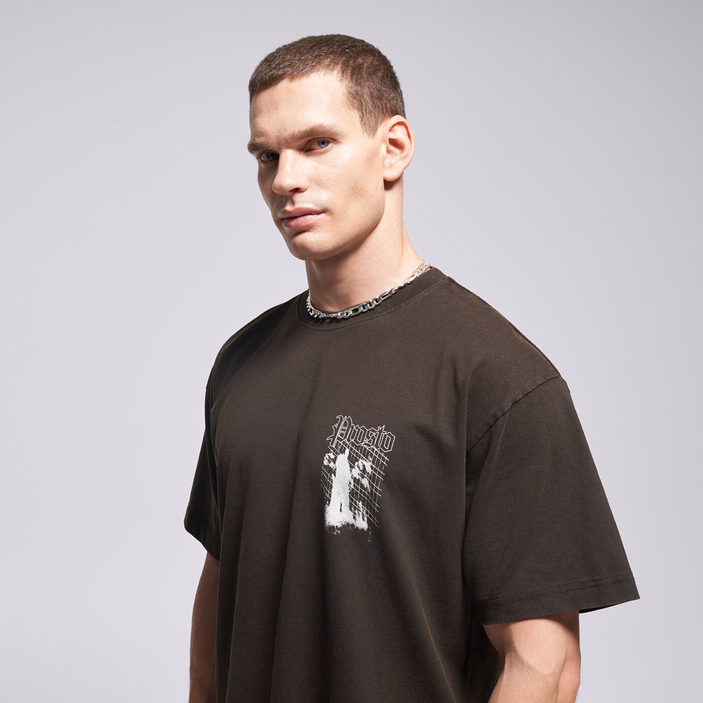 Мъжка тениска PROSTO ТЕНИСКА SHADOW WASHED BLACK kl252mtee1081 цвят сив