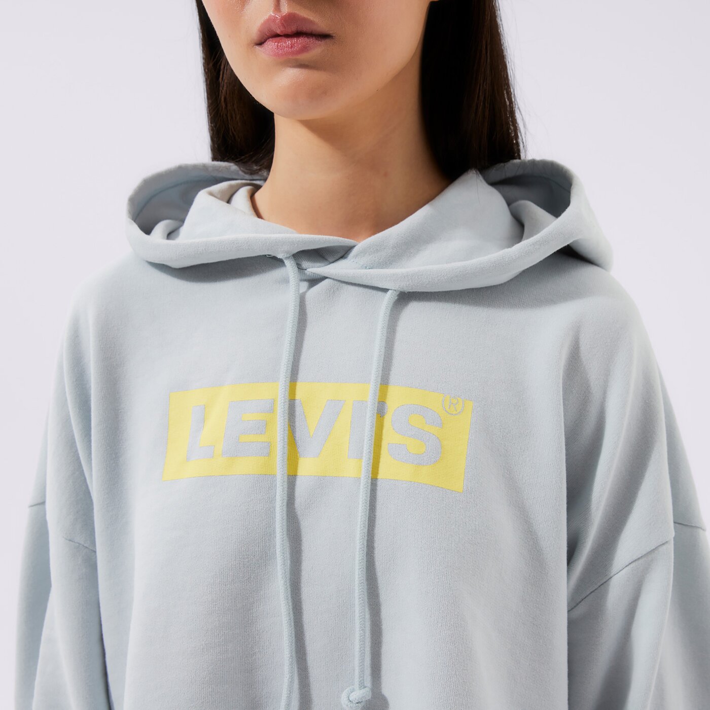 Дамски суичър LEVI'S СУИТЧЪР С КАЧУЛКА GRAPHIC CROP PRISM T3 a0889-0010 цвят син