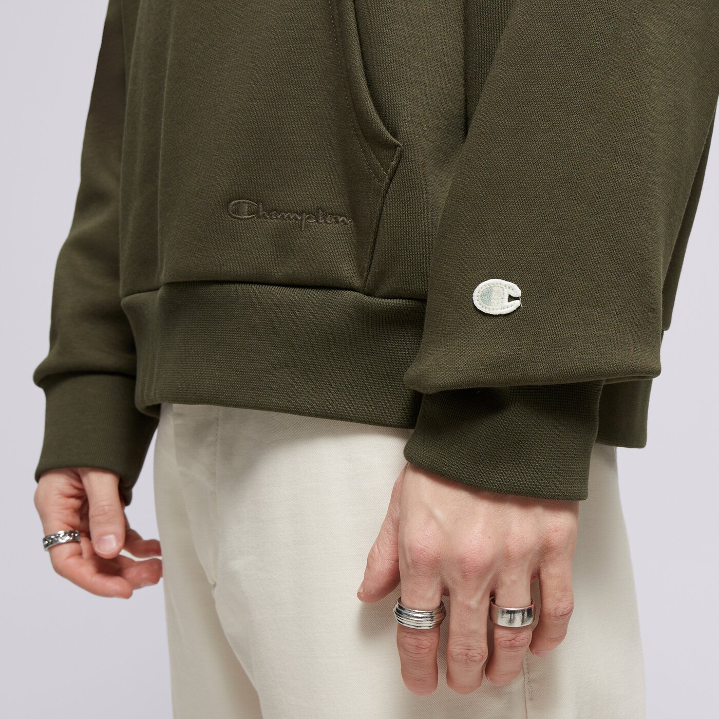 Мъжки суичър CHAMPION СУИТЧЪР С КАЧУЛКА HOODED SWEATSHIRT 220423gs508 цвят каки