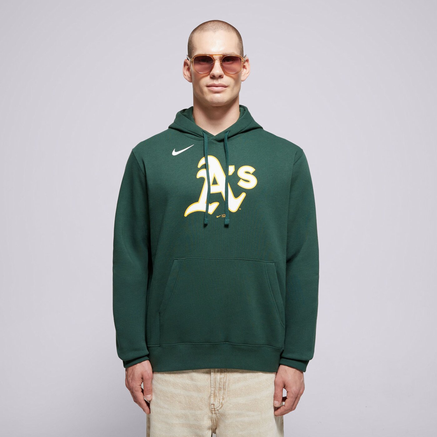 Мъжки суичър NIKE СУИТЧЪР С КАЧУЛКА MLB LOGO CLUB FLEECE HOOD OAKLAND ATH nkdk-3ey-fz-ckx цвят зелен