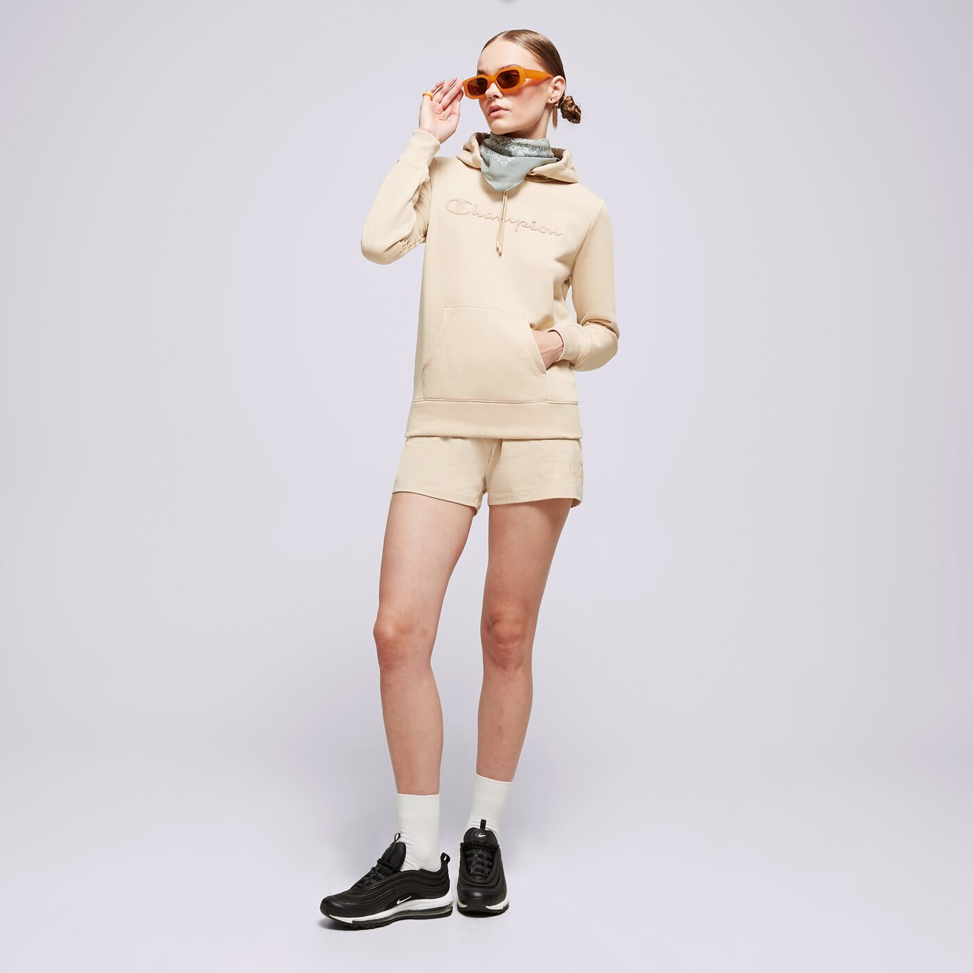 Дамски суичър CHAMPION СУИТЧЪР С КАЧУЛКА HOODED SWEATSHIRT 116065ms073 цвят бежов