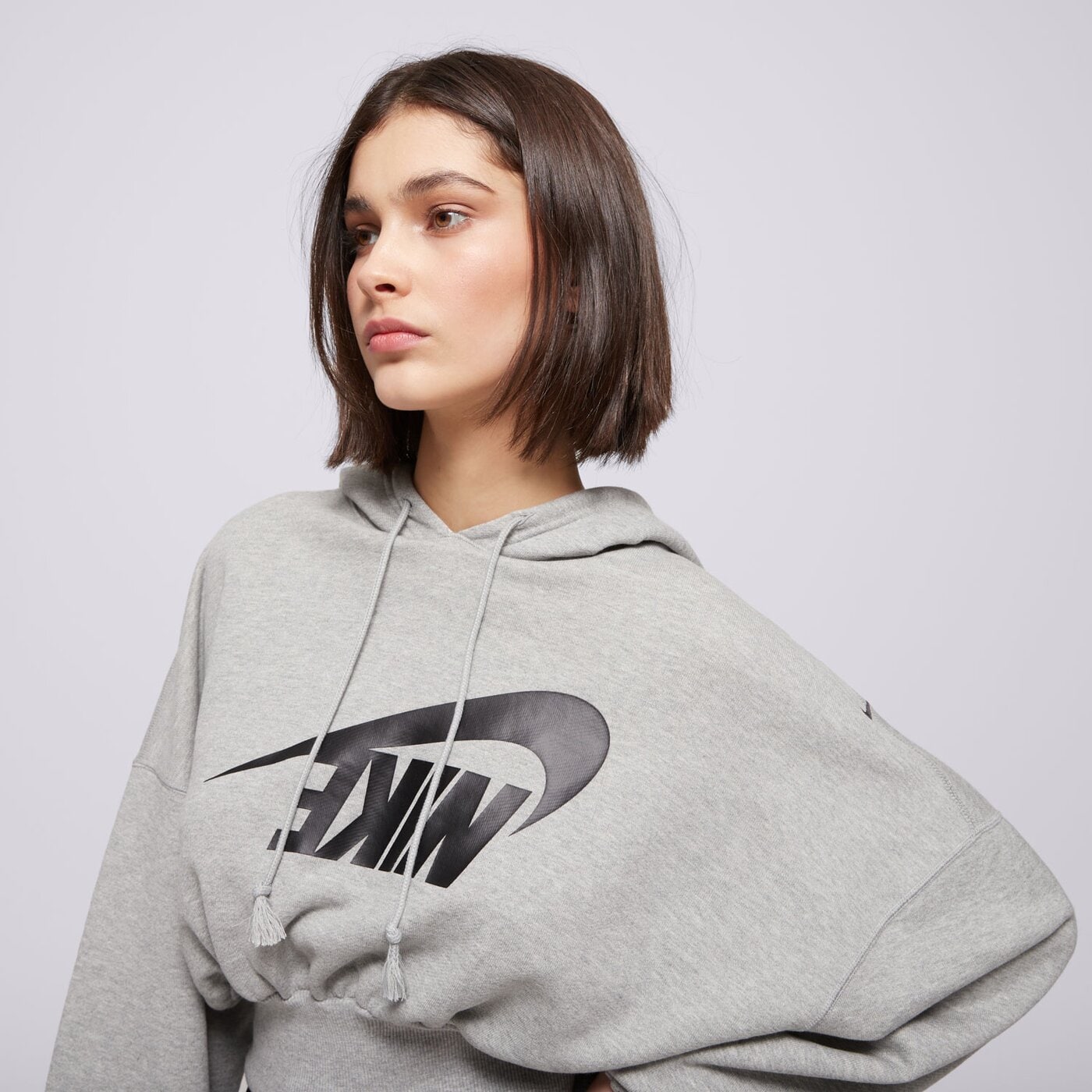 Дамски суичър NIKE СУИТЧЪР С КАЧУЛКА W NSW OS FLC CROP DANCE fv7777-063 цвят сив