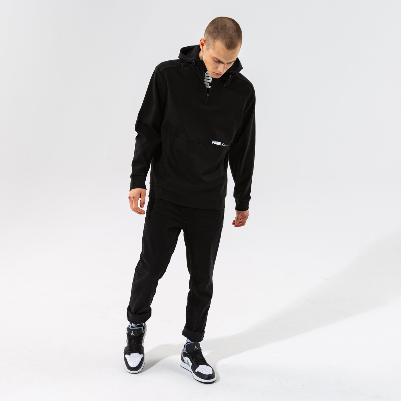Мъжки суичър PUMA СУИТЧЪР С КАЧУЛКА RAD/CAL HALF ZIP DK - PUMA BLACK 58938901 цвят черен