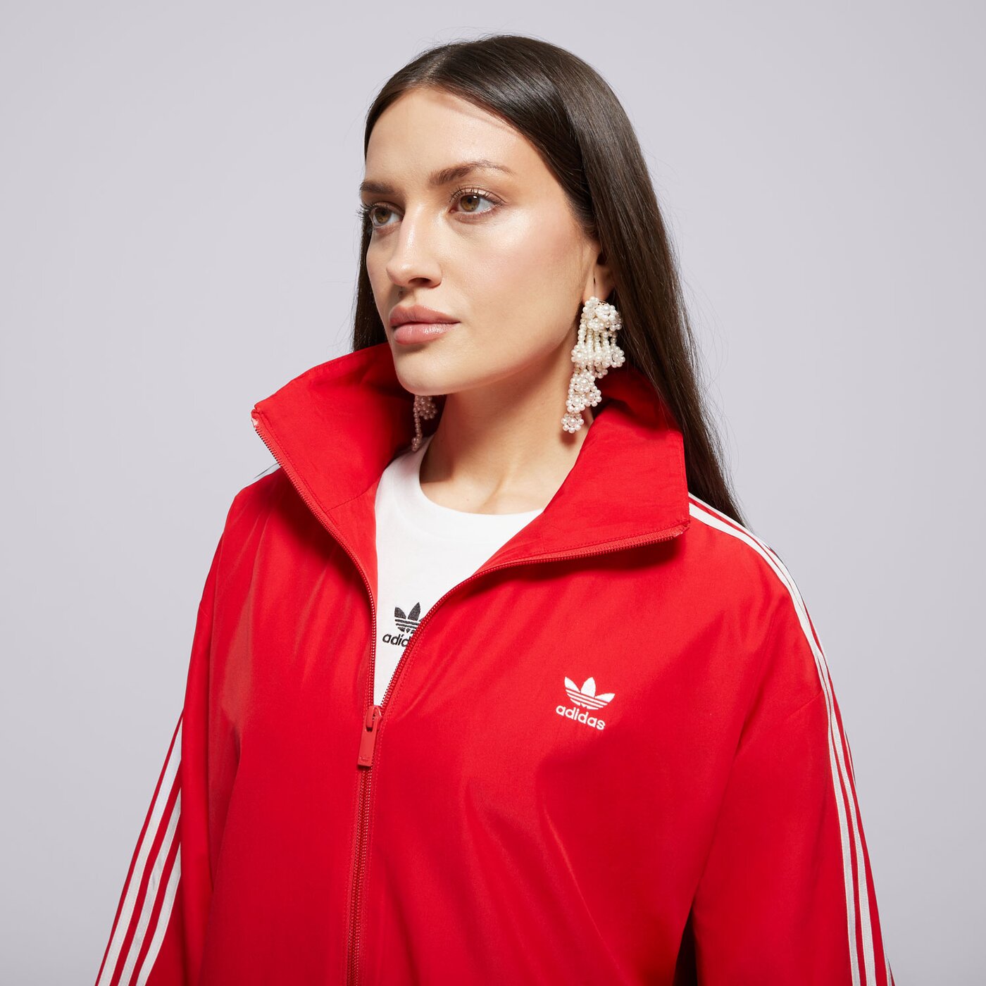 Дамски суичър ADIDAS СУИТЧЪР СЪС ЗАКОПЧАВАНЕ OVERSIZED jd3393 цвят червен